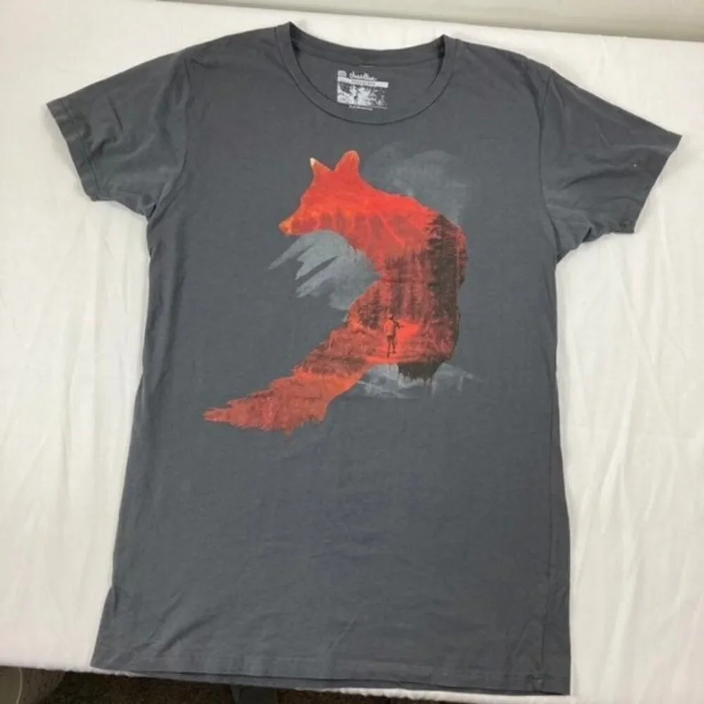 Girls Threadless Red Fox Tee Shirt Gray Red XXL Girly